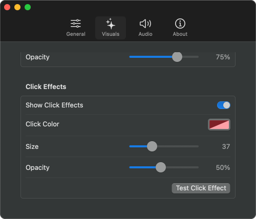 VibeCursor Visual Effects Settings